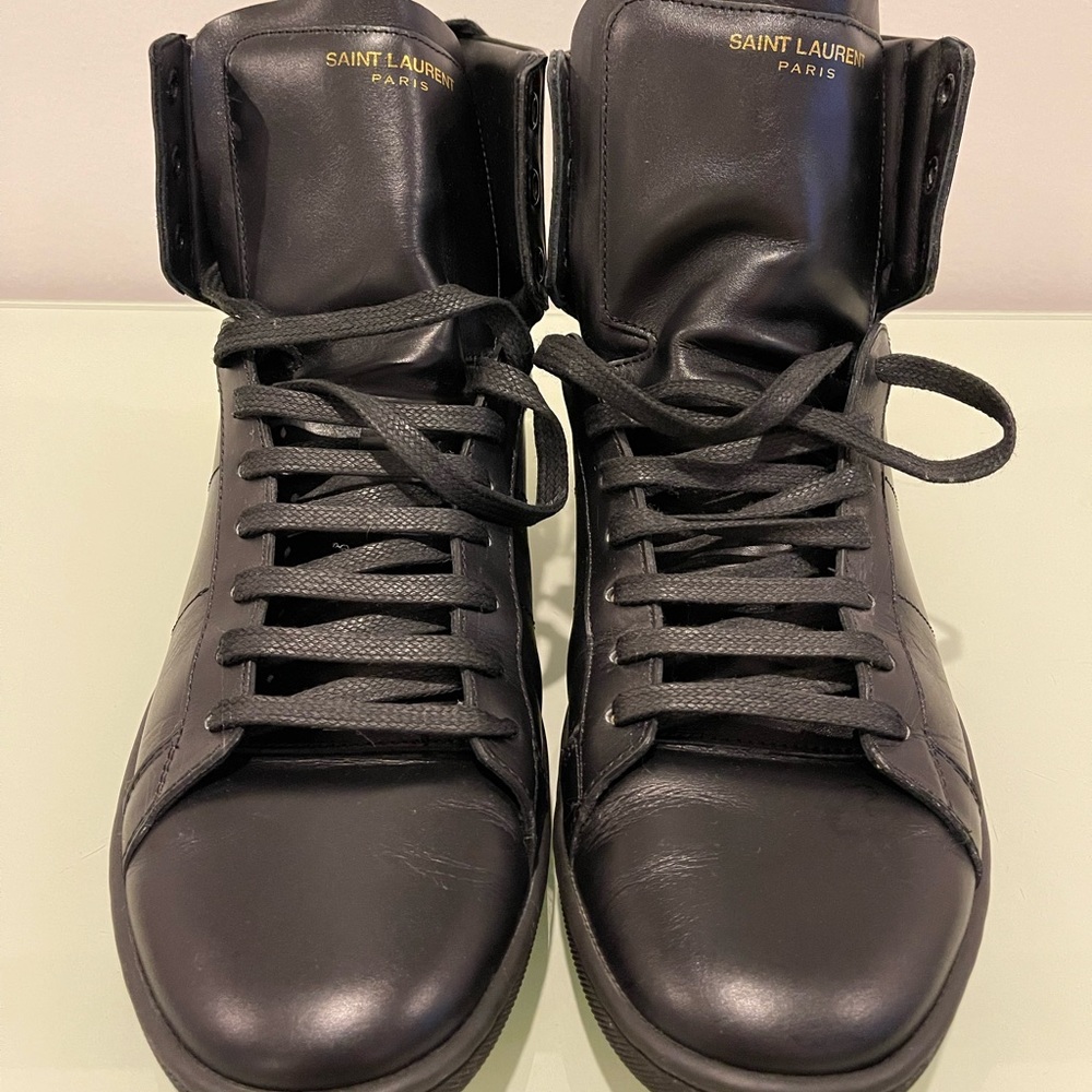 Mens YSL Black High Top Sneakers